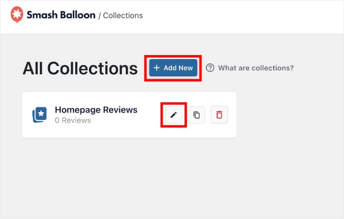 adicionar ou editar coleção de revisões