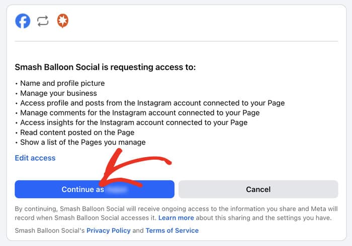 click on continue to confirm read only access