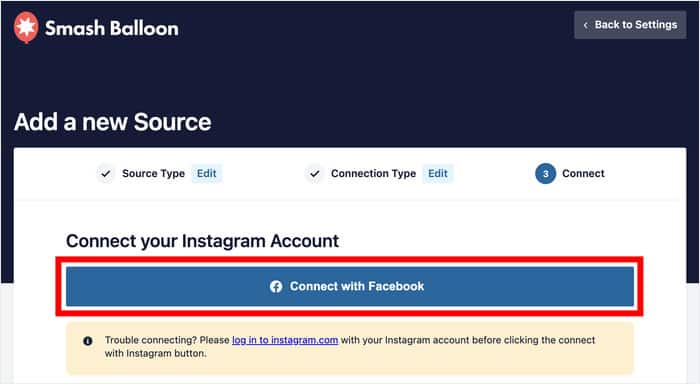 connect your instagram feed to your facebook account