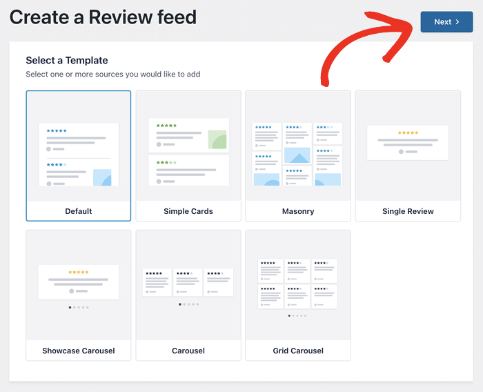 reviews feed pro pick a template