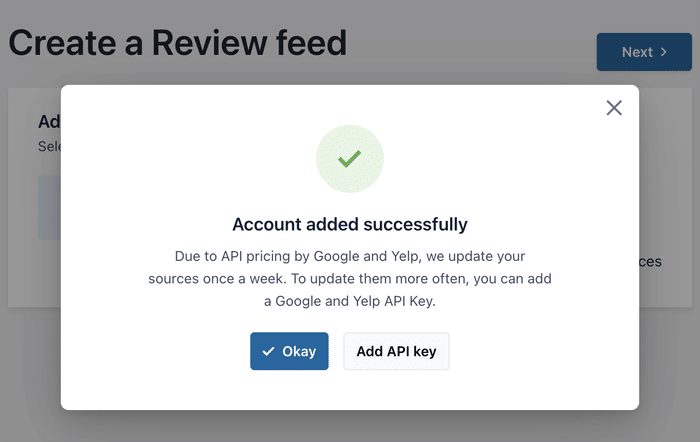 ajouter éventuellement une clé d'api