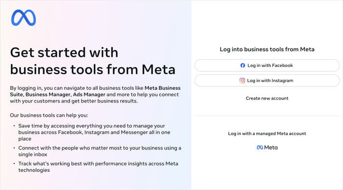 iniziare con meta business suite