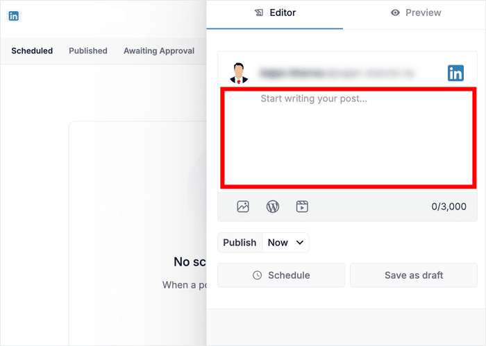 use the post composer to draft your linkedin posts