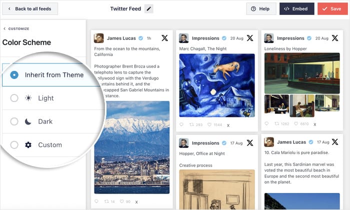 ツイッターのリストフィードの配色