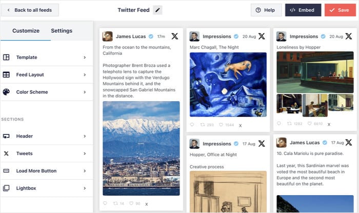 ビジュアルカスタマイザーのtwitterリストフィード