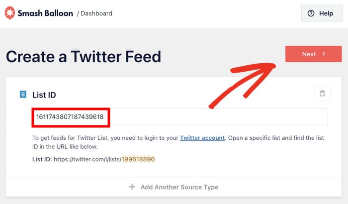 twitterリストのリストIDを貼り付ける