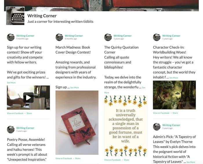 exemple d'un fil d'actualités Facebook