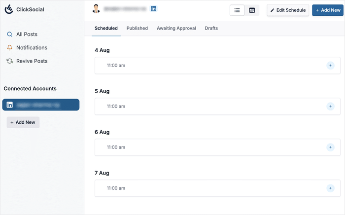 clicksocial post calendar for linkedin