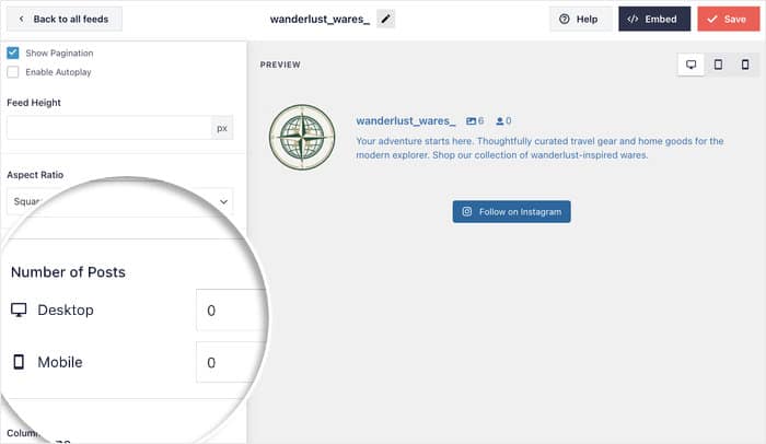 change number of posts for instagram story feed