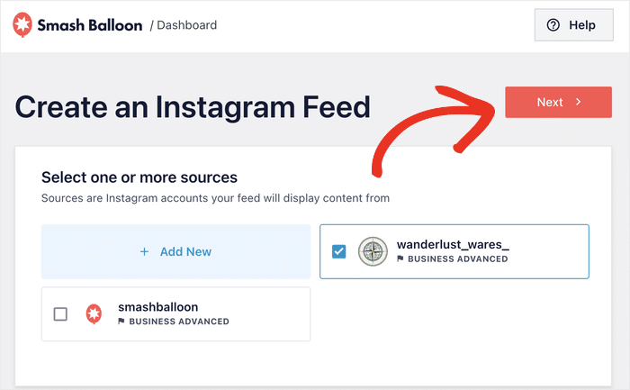 select your instagram account to connect