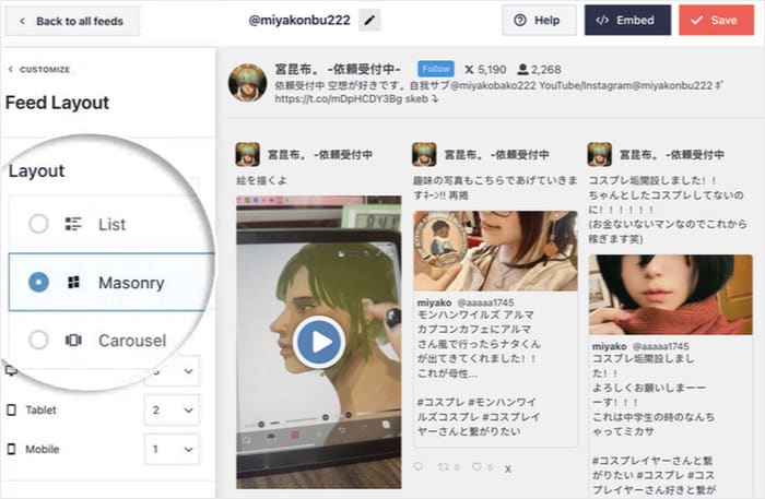 Modèles disponibles pour votre flux twitter en direct