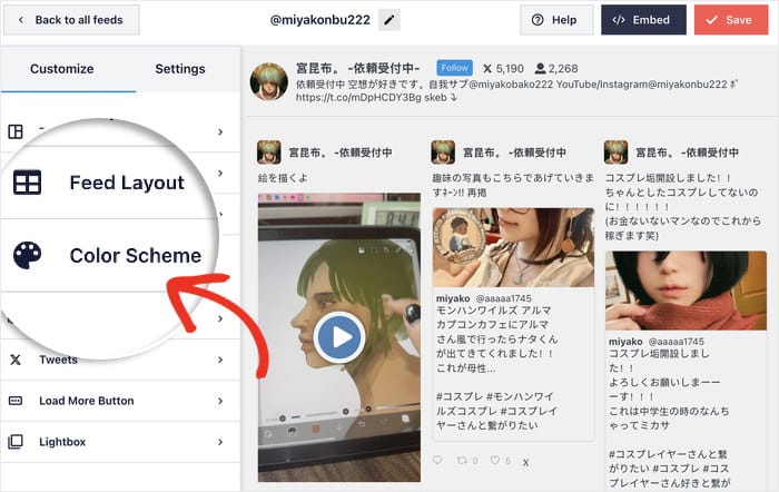sélectionnez l'option de schéma de couleurs pour twitter livestream