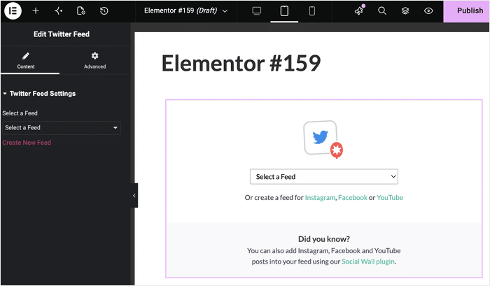 twitter feed added to elementor using a widget - Smash Balloon twitter feed added to elementor using a widget