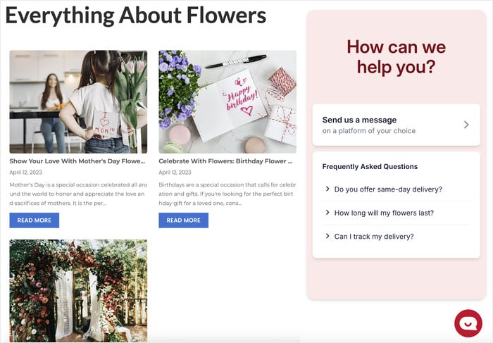 example of a social media chat widget