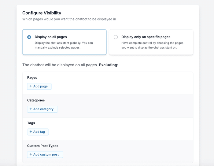 visibility settings for your assistant