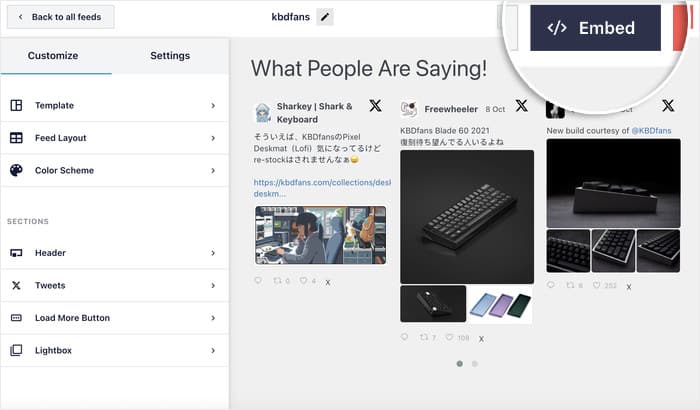 empezar a incrustar los resultados de búsqueda de twitter en el sitio web