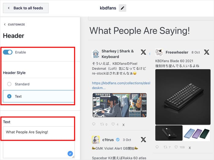 configurar el encabezado de los resultados de búsqueda de twitter