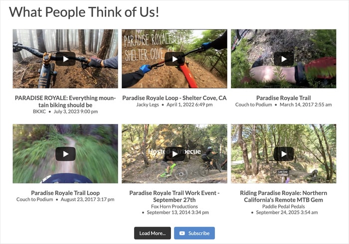 ejemplo de resultados de búsqueda de youtube incrustados