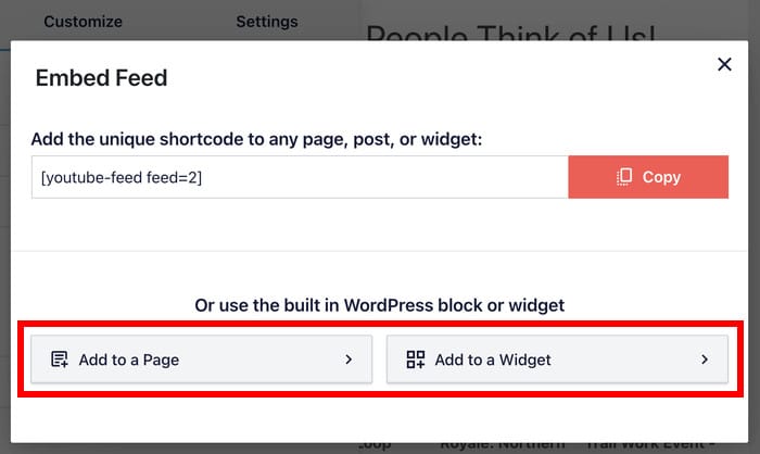 opciones de incrustación para los resultados de búsqueda de youtube