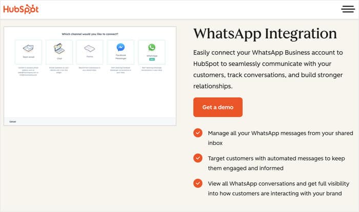hubspot whatsapp integration