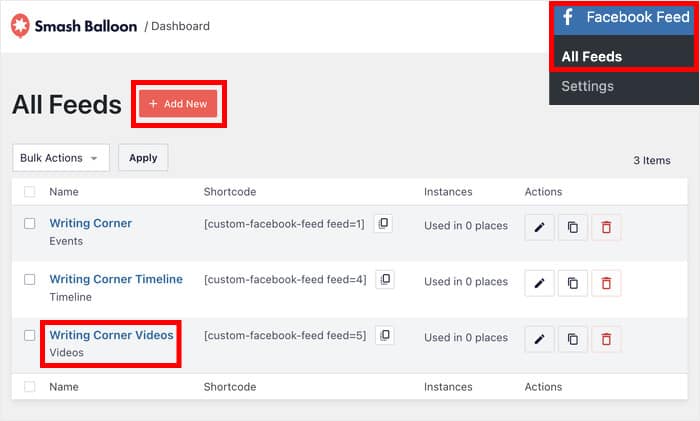 open a facebook video feed