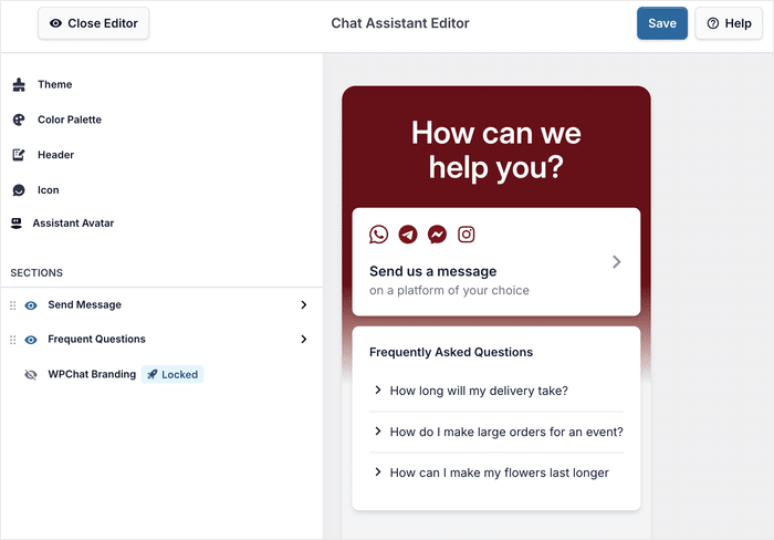 live editor for your wpchat assistant