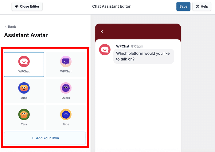 フェイスブック・アシスタントのアバターをカスタマイズ