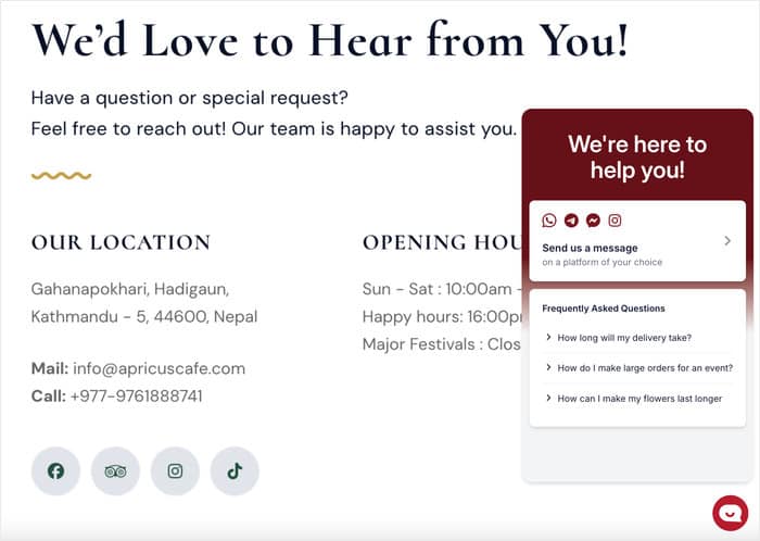 Ejemplo de un asistente de chat para tus visitantes
