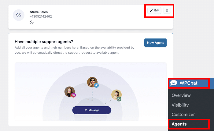 start editing your live chat agent