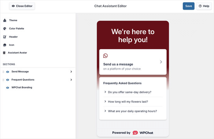 live editor for your wpchat assistant