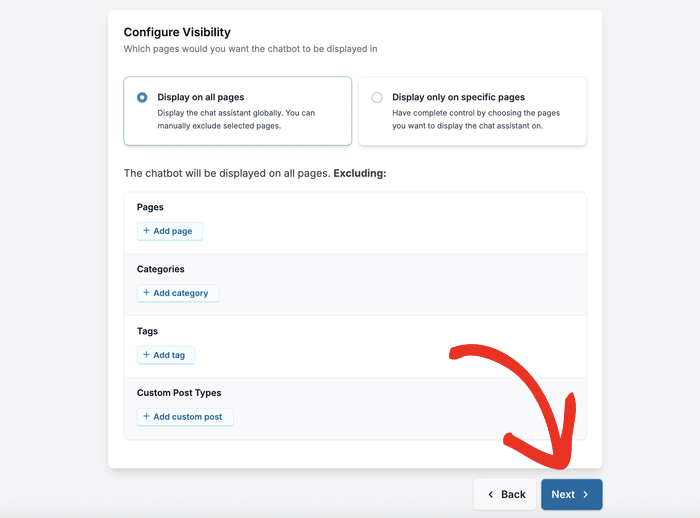 continue with your visibility options