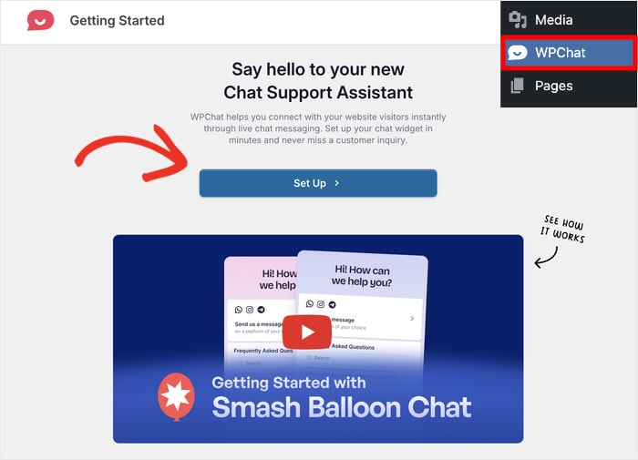 start setting up wpchat for wordpress