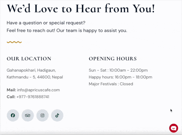 example of telegram chat on website