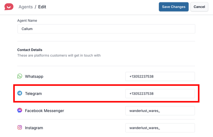 integrate your telegram account to the widget
