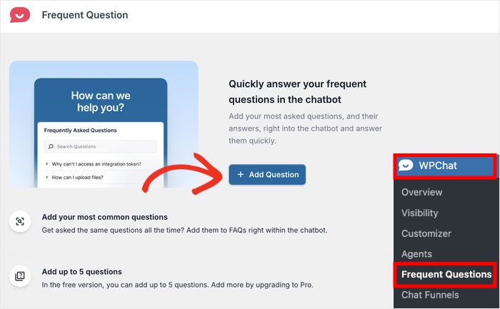 add question to your faq using wpchat