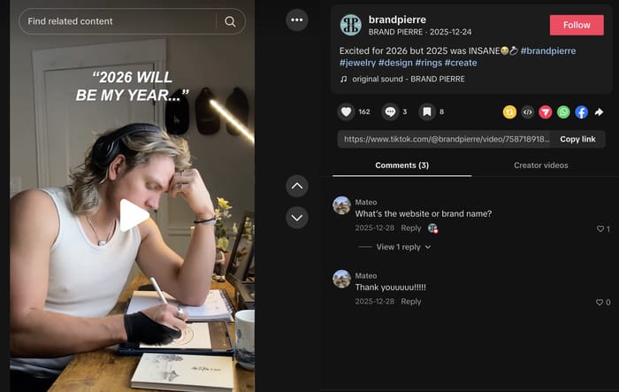 Beispiel für informelle Marketinginhalte auf TikTok