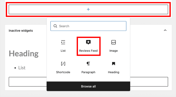 Aggiungi il feed delle recensioni come widget nella barra laterale