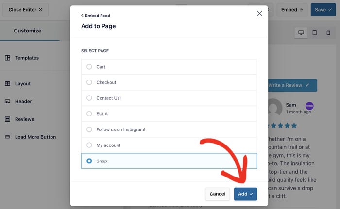 aggiungere le recensioni di WooCommerce a una pagina selezionata