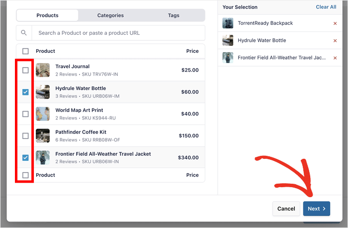 sélectionner des sources spécifiques pour le flux d'avis WooCommerce