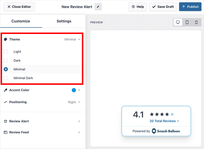 Wähle ein Popup-Design für Bewertungen aus