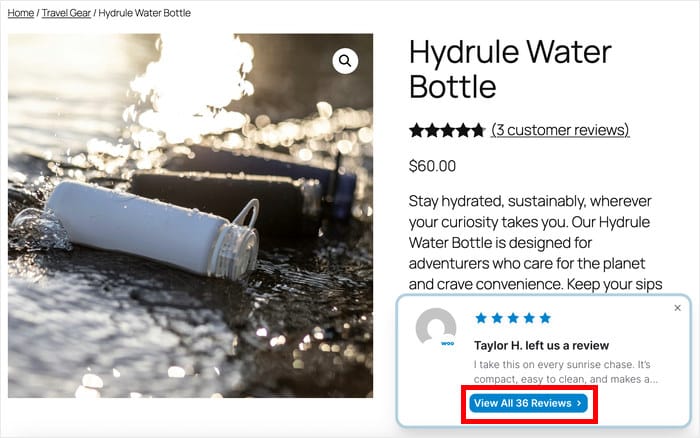Option, alle Bewertungen im Popup-Fenster anzuzeigen