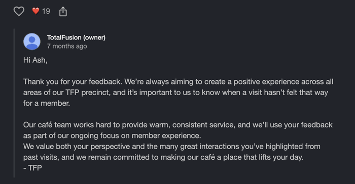 exemplo de resposta a uma crítica negativa