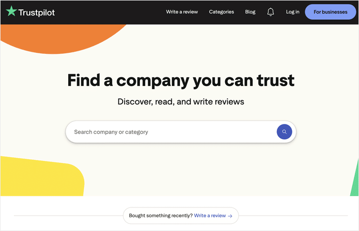 trustpilot homepage
