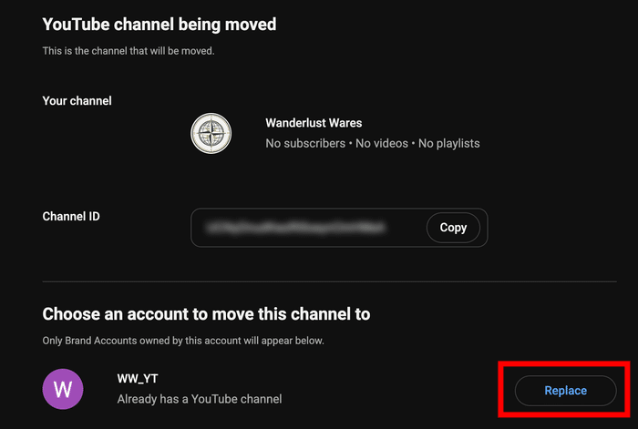completare la conversione dell'account in un account YouTube aziendale