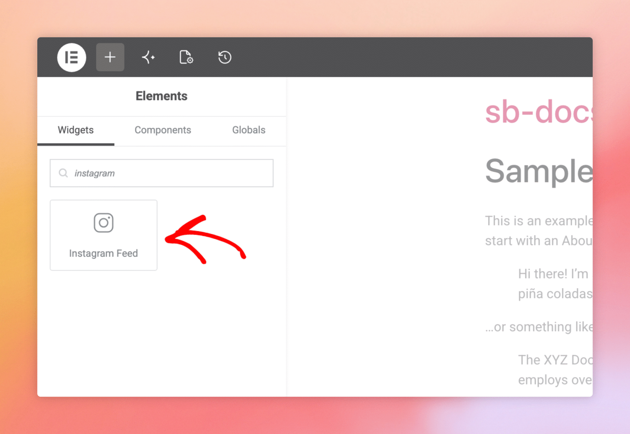 Embedding Instagram Feed Pro In Elementor — Step 2