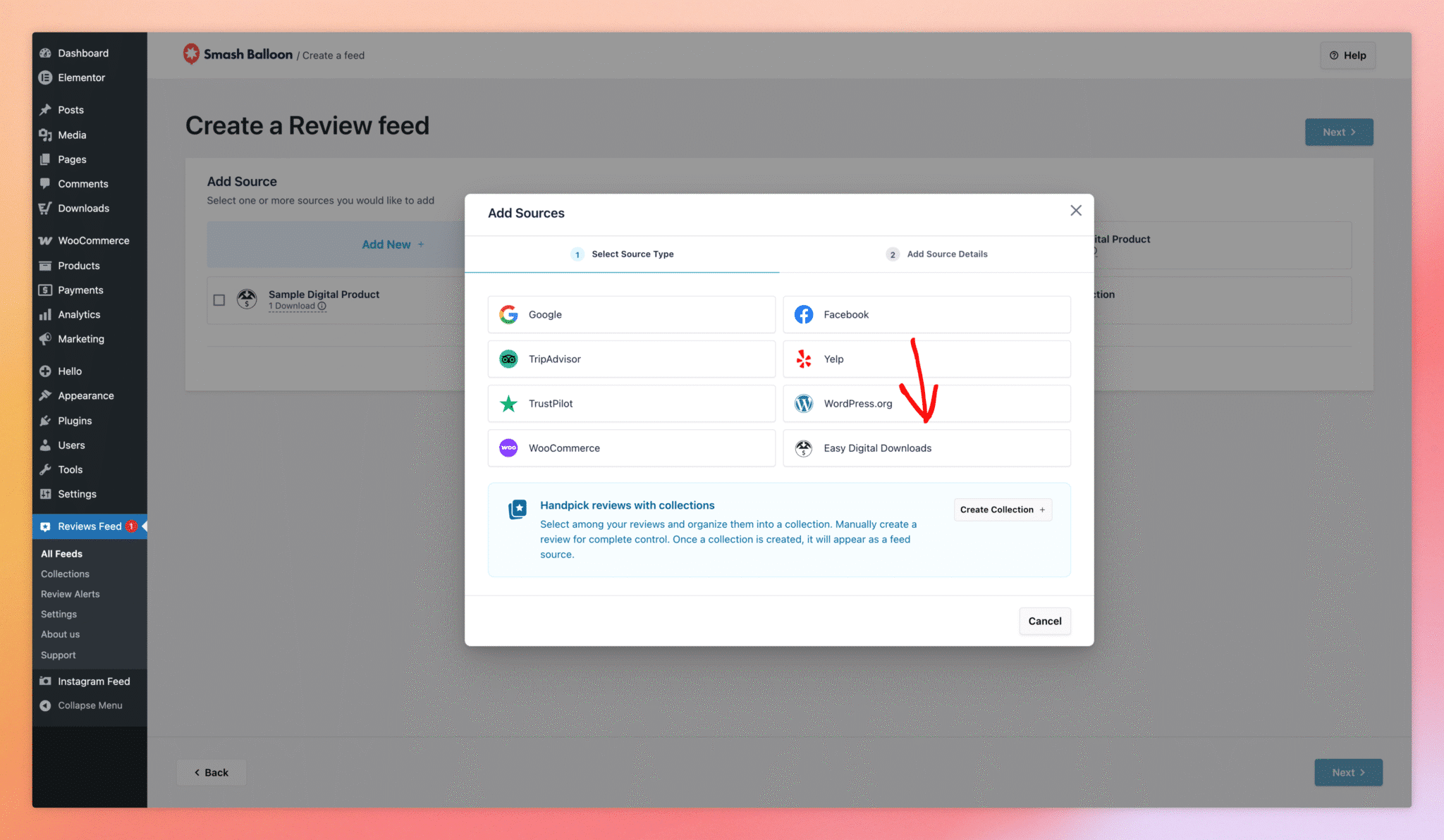 Displaying Easy Digital Downloads Reviews With Reviews Feed Pro — Step 2