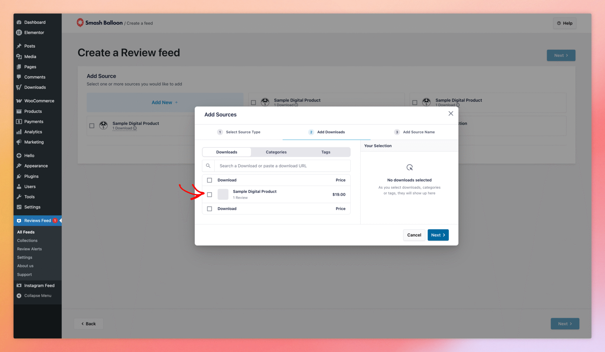 Displaying Easy Digital Downloads Reviews With Reviews Feed Pro — Step 3