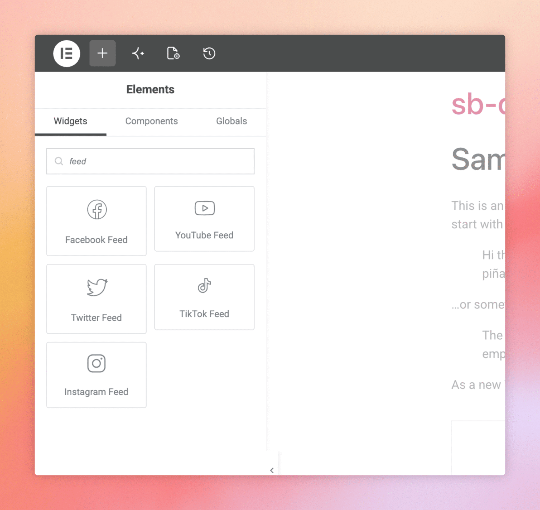 Adding Smash Balloon Feeds To Elementor — Step 2 (re-take)