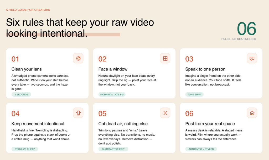 six rules for authentic video content graphic