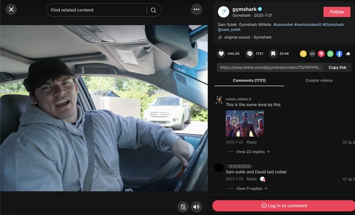 gymshark tiktok video example